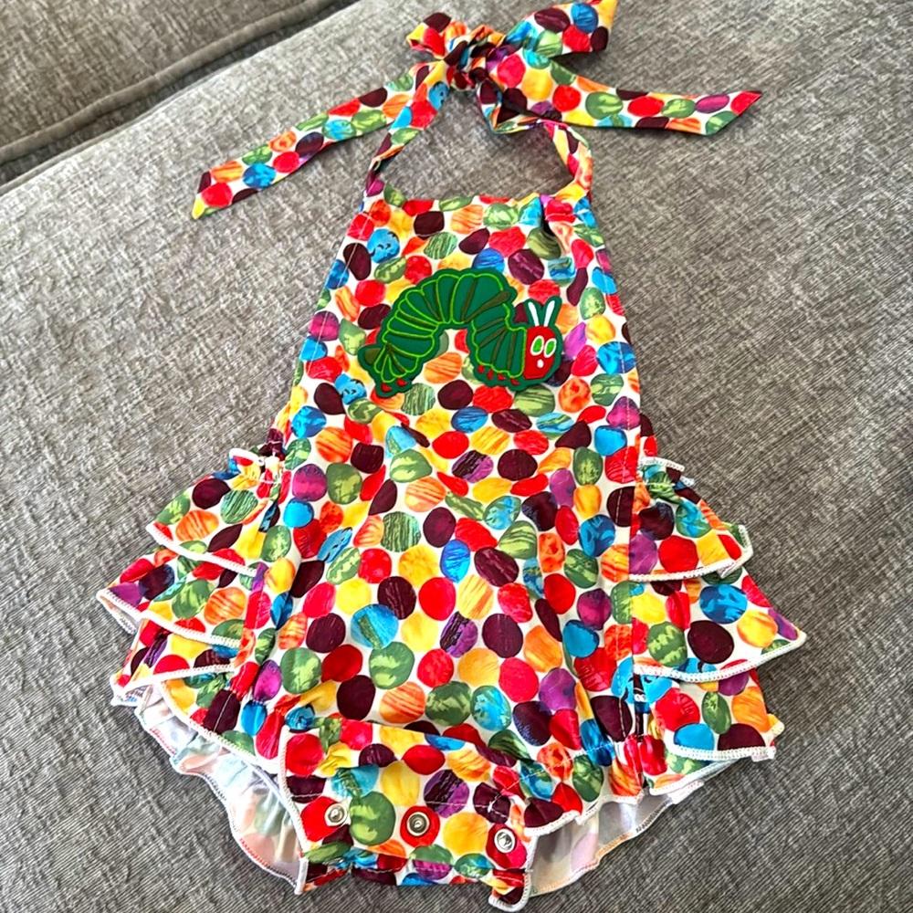 One Hungry Caterpillar halter top. Has stretch on the leg openings. Used once